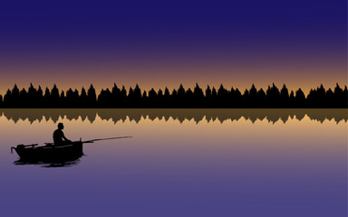 Beautiful natural scenery fishing Landscape design