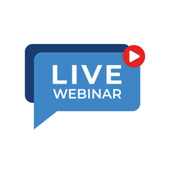 Live webinar logo, icon, button, emblem for concept design. Live Webinar label. Vector illustration Isolated on white background