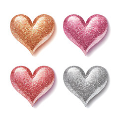 Set of color heart shape sticker isolated