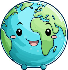 Cute Earth in cartoon style