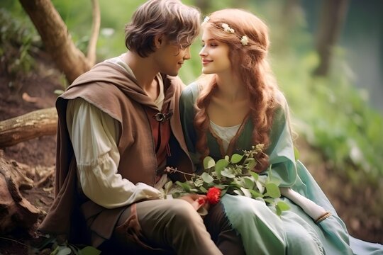 A pair of young elves fall in love in the forest