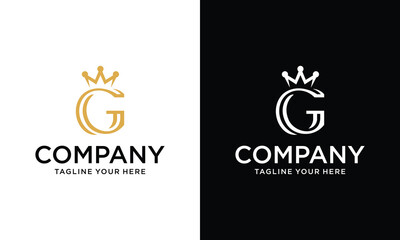 Letter G Crown Logo. Crown Logo on Letter G Vector Template for Beauty, Fashion, Elegant, Luxury Sign - obrazy, fototapety, plakaty