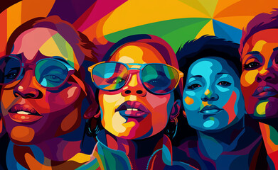 Fototapeta na wymiar United in Diversity Inspiring Image of a Multicultural Group of People at Pop Art Style