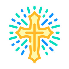 cross tattoo art vintage color icon vector. cross tattoo art vintage sign. isolated symbol illustration