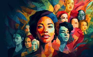 Obraz premium United in Diversity Inspiring Image of a Multicultural Group of People at Pop Art Style