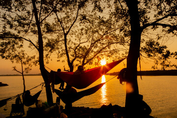 Perfect sunrise while using hammock