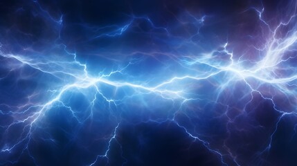 Blue lightning bolt, abstract plasma and energy background - obrazy, fototapety, plakaty