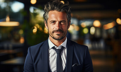 Fototapeta premium Professional Executive: Smiling Businessman in Office