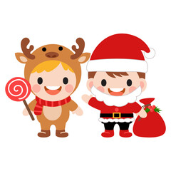 Cute kids wearing Christmas costumes,  Merry christmas clipart