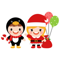 Cute kids wearing Christmas costumes,  Merry christmas clipart