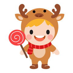 Cute kids wearing Christmas costumes,  Merry christmas clipart