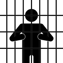Stick figure imprisonment, flat vector illustration.