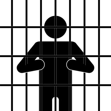 recommend clip art: Stick figure imprisonment, flat vector illustration.