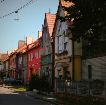 Amalienau district in Kaliningrad. Old townhouses in german style. Exterior