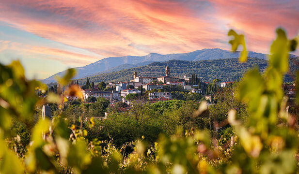 Old city of Castiglion Fibbocchi below the Pratomagno Mountain in the Casentino Area of Tuscany, Italy