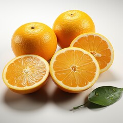 Fototapeta premium Fresh Sliced Juicy Orange Fruit, Hd , On White Background 