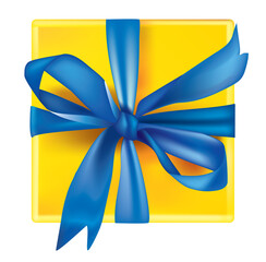 gift box with blue ribbon