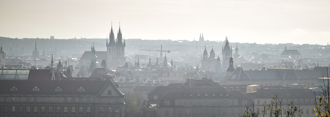 Morning view of the center of Prague in the fog IV, Czech Republic