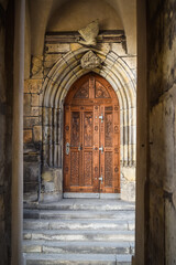 Old door on St. Vitus Cathedral at Prague II, Czech Republic