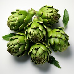 Obraz premium High Angle View Artichokes , Hd , On White Background 