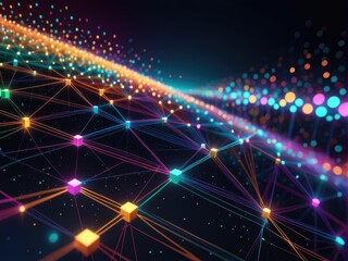 neural network 3d illustration big data and cybersecurity data stream