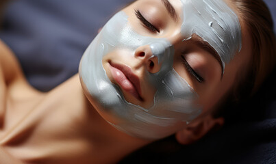 Rejuvenating Spa Therapy: Woman with Eyes Closed and Facial Mask