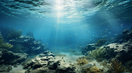 Fototapeta na wymiar Underwater sandy ocean floor view