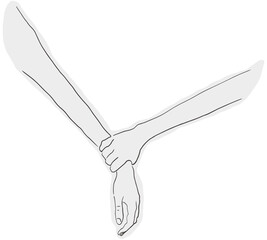 drawing of couple holding hands