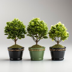 Realistic Set Small Potted Green, Hd , On White Background 