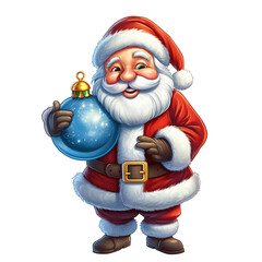 Festive Christmas Santa Smiling Isolated on White Background