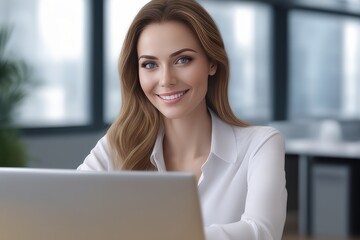 portrait of a businesswoman working on a laptop