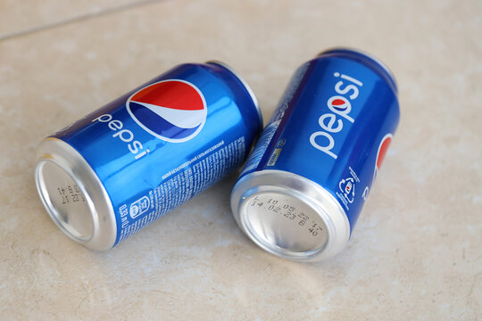 KYIV, UKRAINE - 4 MAY, 2023: Pepsi Classic in small can produced by PepsiCo Inc