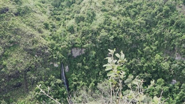 deep river valley of the Rio Magdalena at Chaquira close to San Agustin is popular travel destination in Colombia and known for its archaeological park with pre columbian megalithic stone sculptures.