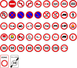 Panneaux routiers d'interdiction du code de la route France  © guitou60