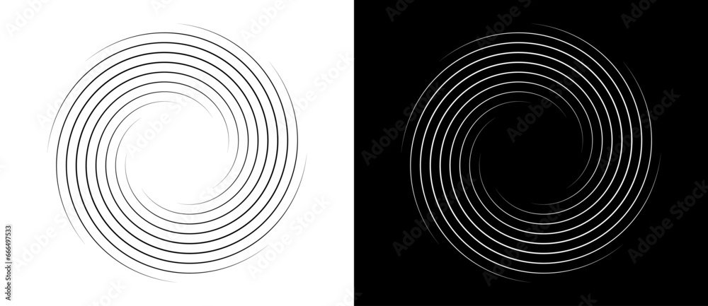 Poster abstract background with lines in circle. art design spiral as logo or icon. a black figure on a whi