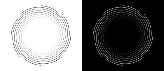 Foto op Plexiglas Abstract background with lines in circle. Art design spiral as logo or icon. A black figure on a white background and an equally white figure on the black side. © Mykola Mazuryk