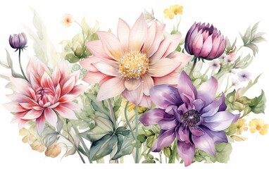 watercolor flowers on a white background