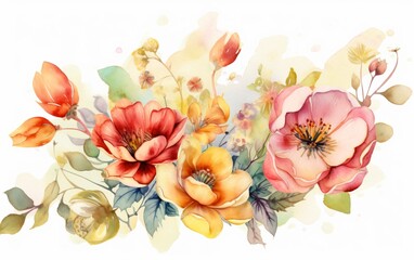 watercolor flowers on a white background