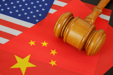 Economy conflict between China and USA, tariffs on exports, trade frictions.