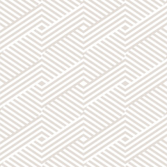 Vector seamless pattern with quirky geometric lines, stripes, chevron, zigzag. Subtle abstract beige and white background with optical illusion effect. Stylish modern minimal texture. Repeat design