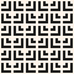 Seamless geometric pattern with simple black and white grid design. Abstract vector background for textile, wallpaper and fashion goods. Repeat ornament texture with lines, squares, arrows, lattice