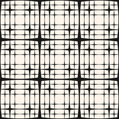 Fototapeta premium Vector grid seamless pattern. Simple black and white geometric texture with crossing lines, square lattice, net, mesh, grill, repeat tiles. Stylish abstract minimal background. Repeated geo design