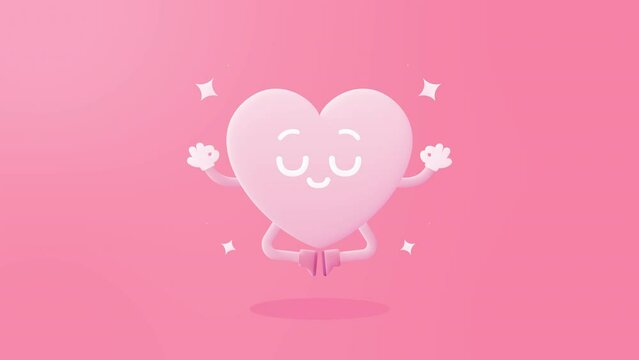 Cute Heart Character Valentine's Day Background Commercial. Bringing life to your screen. Valentine Love Fun character 4k Looping Animation.
