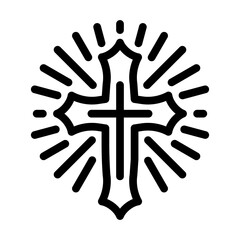 cross tattoo art vintage line icon vector. cross tattoo art vintage sign. isolated contour symbol black illustration