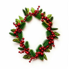 Fototapeta na wymiar Christmas garland ornament on isolated white background - ai generative