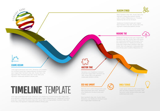 Infographic timeline report template with graph curve