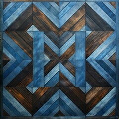 pattern blue and brown nova parquet. view from above.