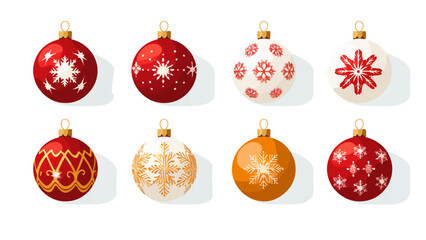 Boules de No&euml;l color&eacute;es rouge et or