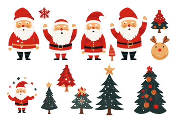 Différents pères Noël er sapins de Noël