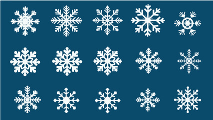 Différentes icônes de flocons de neige étoilés